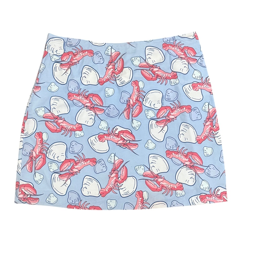 Vineyard Vines Womens Blue Lobster Seashell Print Mini Skirt Size 4 Preppy